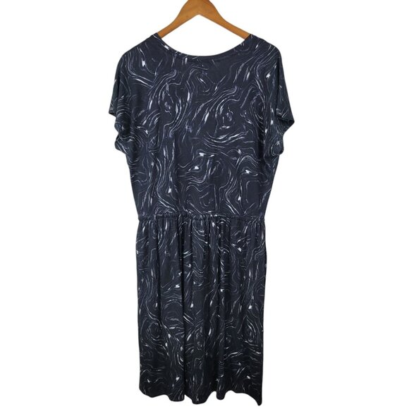 Simply Vera Wang Party Dress Large Elastic Stretch Waist Black Swirl Smoke Print - Picture 6 of 8